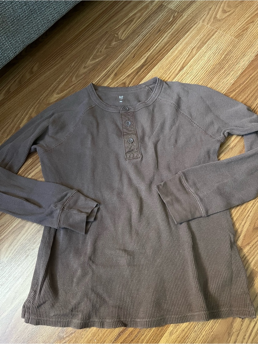 GAP Brown Waffle Henley Top